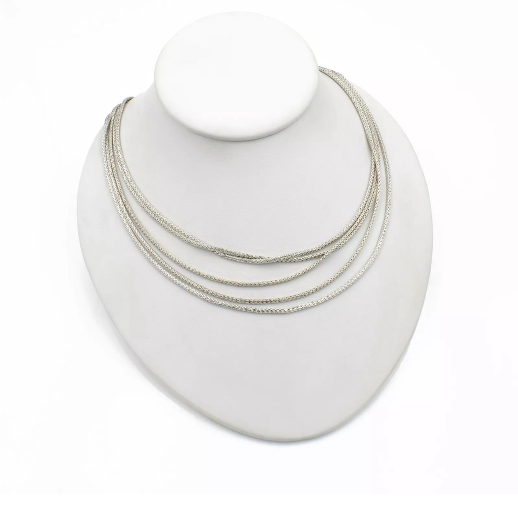 John Hardy Sterling Silver Classic Chain Muti Row Layered Necklace 1250$